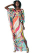 Sexy Artistic Colorful Floral Print Chiffon Beach Kaftan Smock
